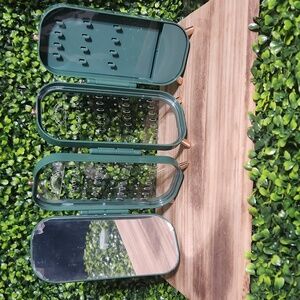 Green Folding Mirror and Jewelry Organizer